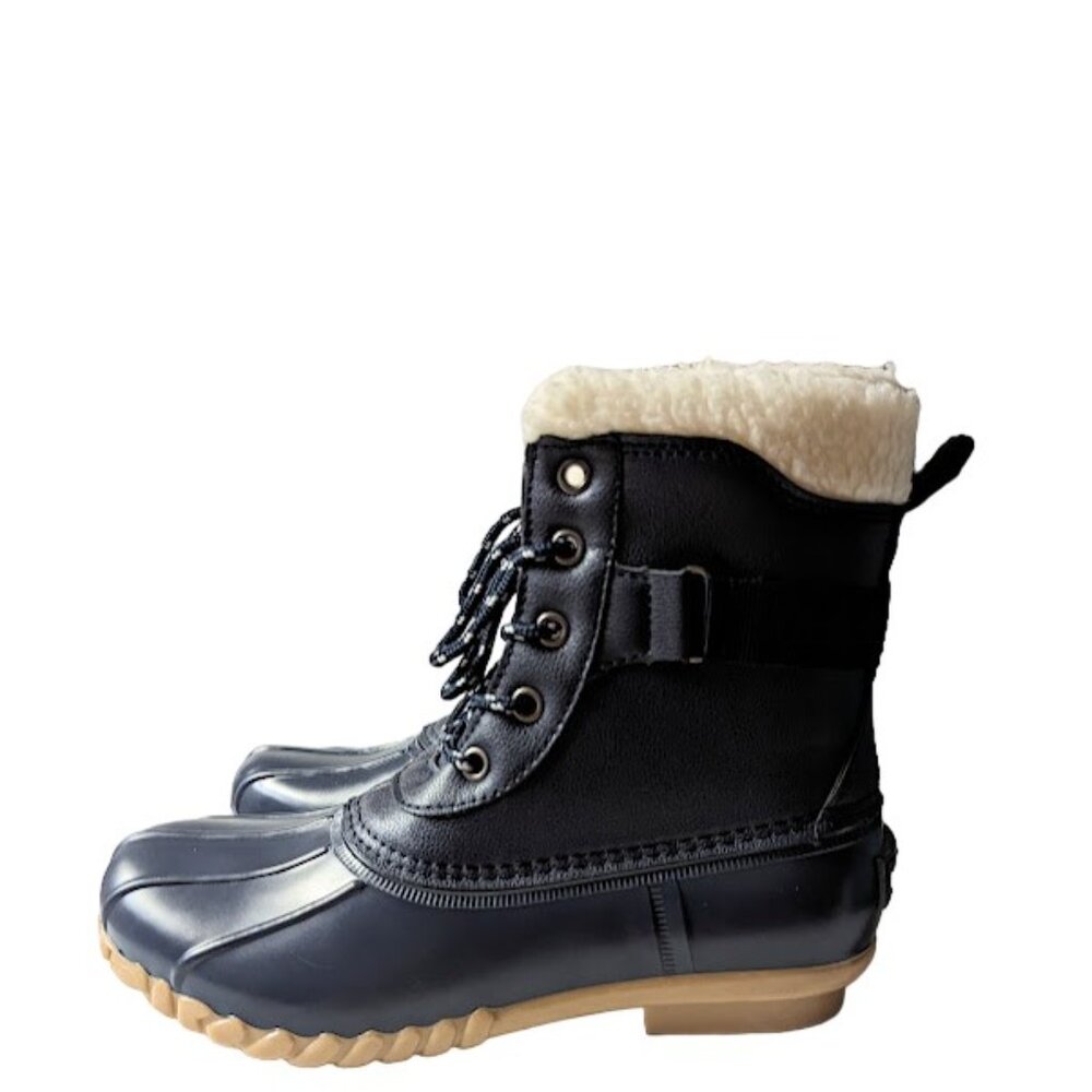 Nautica Women Navy Blue Faux Leather Lace-Up Round Toe Duck Boot Size 9 NWT NWOB - Picture 4 of 7